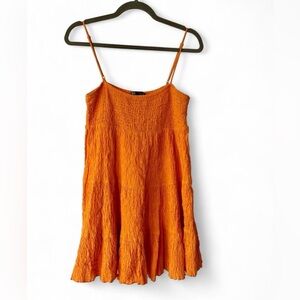 Zara Bright Orange Textured babydoll Dress – M like new summer dress